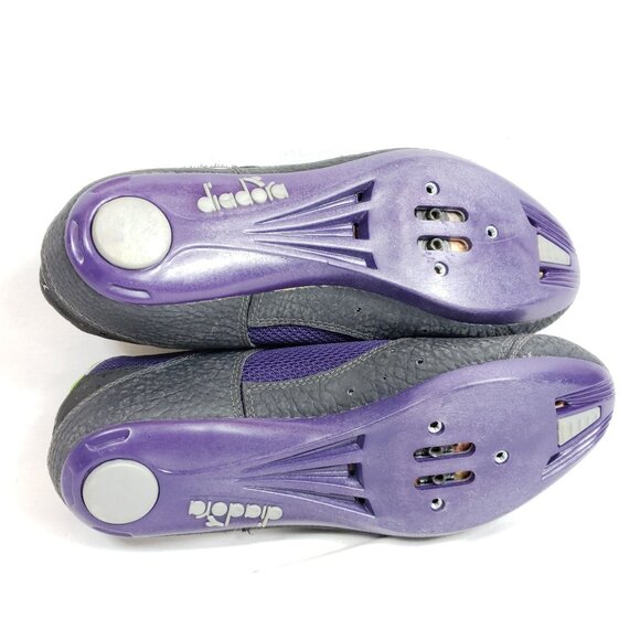 Diadora Cyclist Shoes Men's Size 6.5 Black Purple Mesh with Cleats - Picture 10 of 10